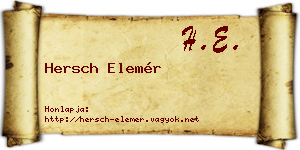 Hersch Elemér névjegykártya